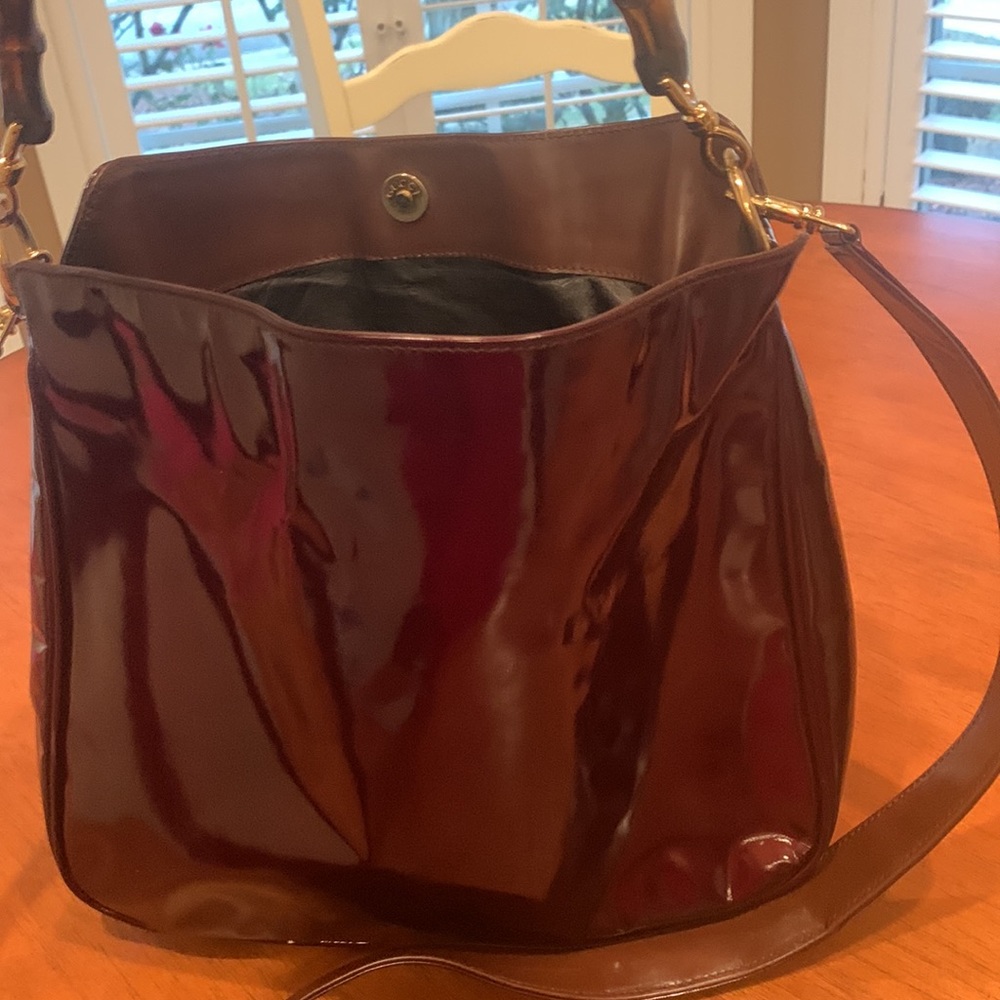 Authentic Gucci enamel patent leather Bamboo bag vintage - Picture 3 of 15